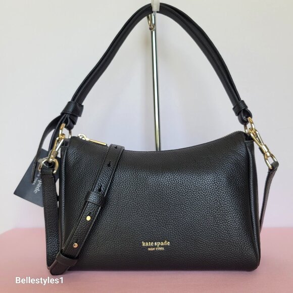 KATE SPADE Knott Medium Convertible Leather Shoulder Bag- Black ⭐ - Picture 1 of 16